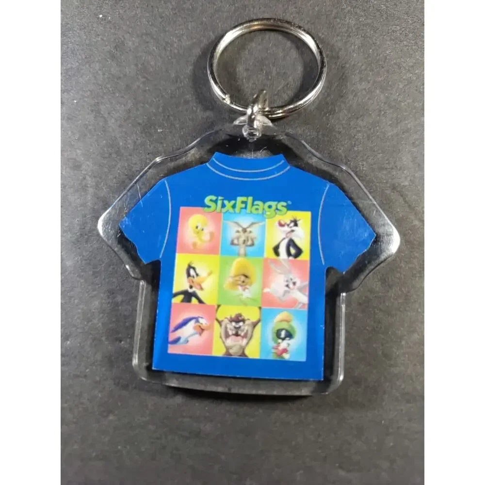 Six Flags Looney Toons T Shirt Keychain Acrylic